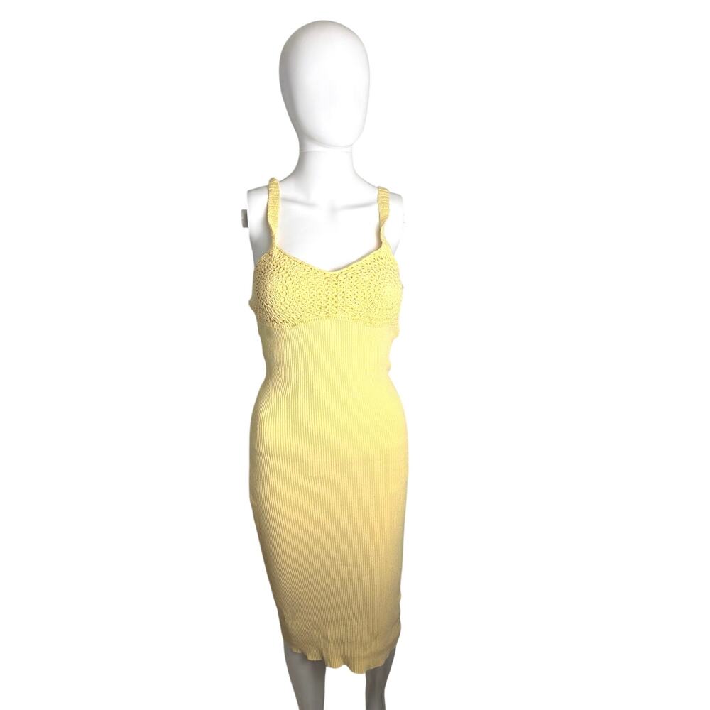 Future Collective Women Size S Small Yellow Ribbed Midi Dress Jenny K Lopez